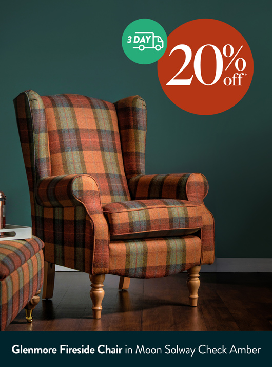 Glenmore Fireside Chair in Moon Solway Check Amber