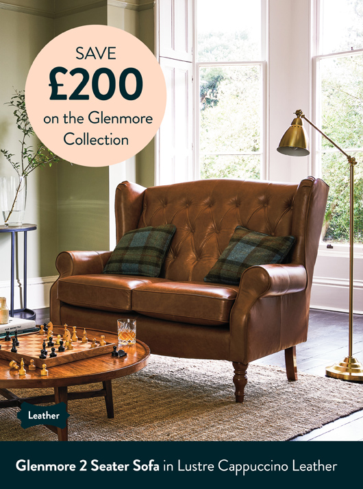 Glenmore 2 Seater Sofa in Lustre Cappuccino Leather