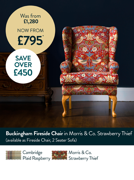 Buckingham Fireside Chair in Morris & Co. Strawberry Thief
