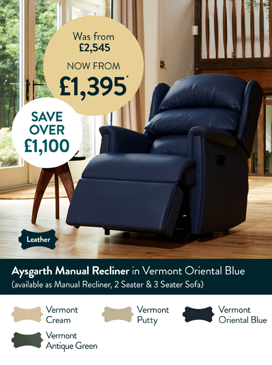 Aysgarth Manual Recliner in Vermont Oriental Blue