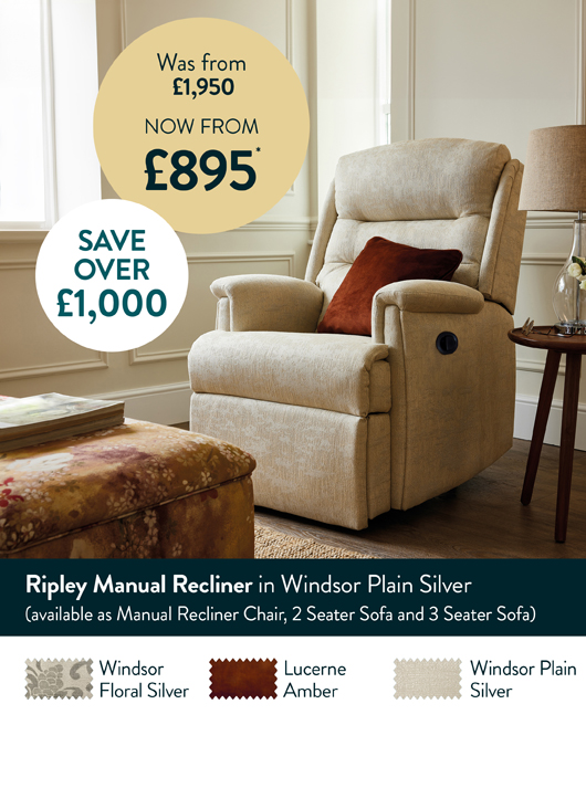 Ripley Manual Recliner in Windsor Plain Silver (alt)