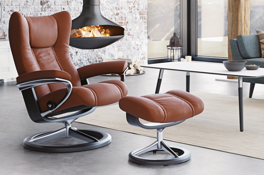 Stressless Wing Signature Recliner in Paloma Copper