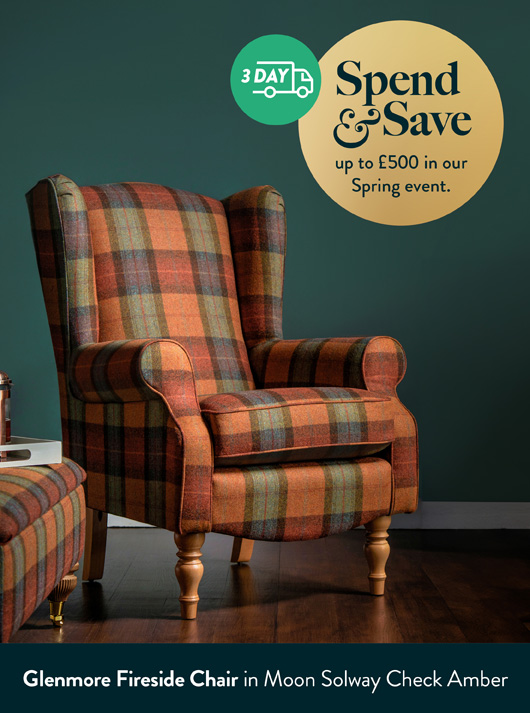 Glenmore Fireside Chair in Moon Solway Check Amber