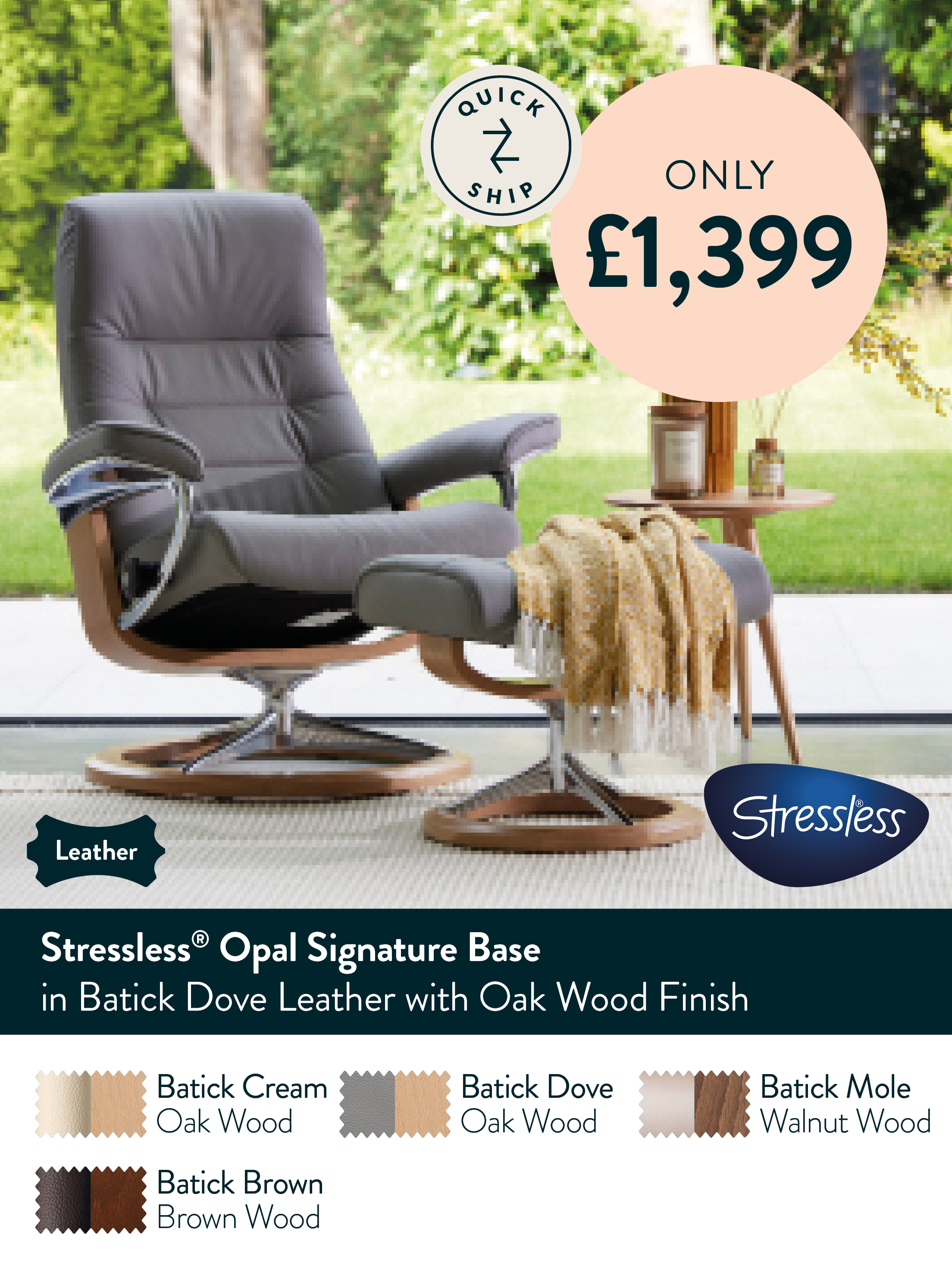 Stressless Opal Classic Base in Batick Dove