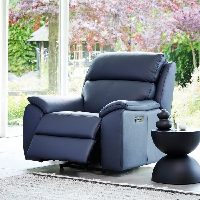 Lucca Power Recliner Chair in Torello Blue