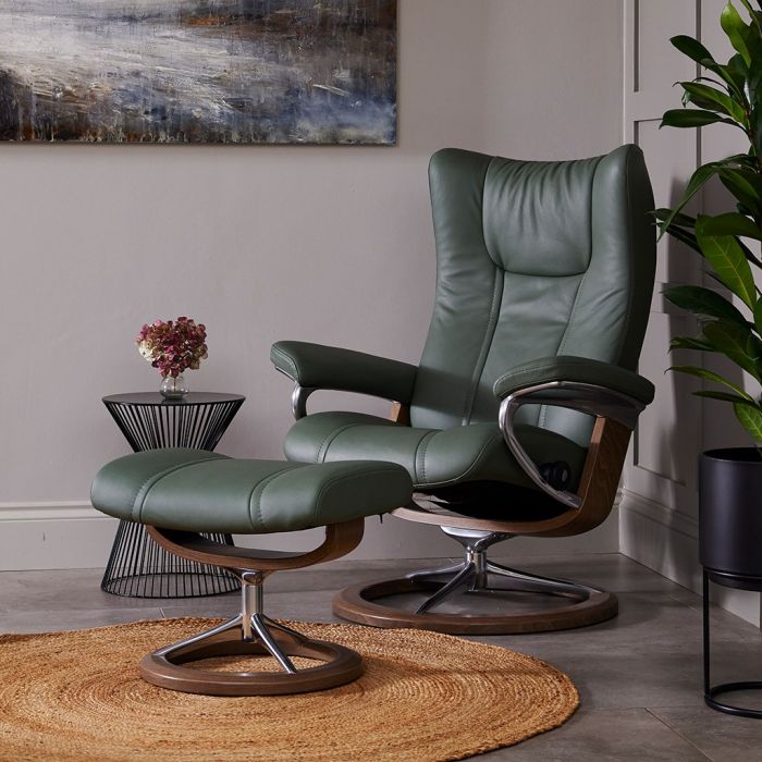 Stressless Wing Signature Recliner in Paloma Green