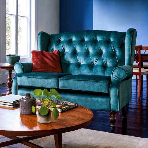 Glenmore 2 Button Back Sofa in Lucerne Emerald