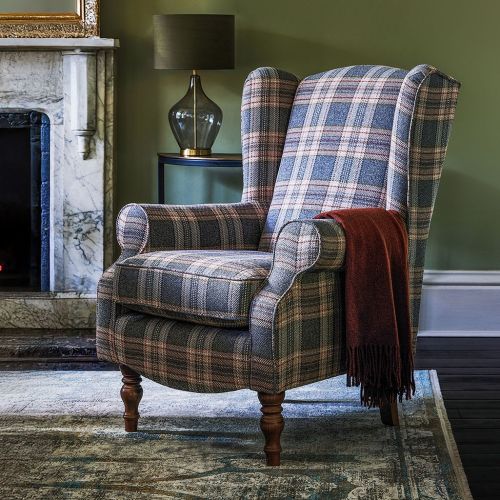 Glenmore Fireside Chair in Barreni Check Blush