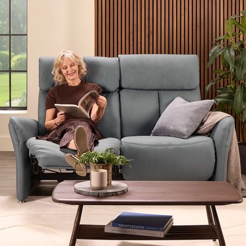 Himolla Alpha 2.5 Power Recliner Sofa Long Life 31 Blue