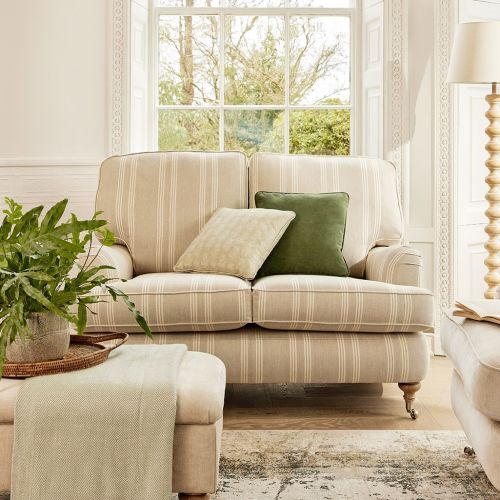 Knaresborough 2 Seater Sofa in Ian Mankin Harvest Stripe Flax