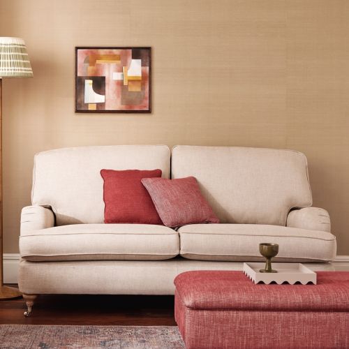 Knaresborough 2 Seater Sofa in Ian Mankin Harvest Stripe Flax