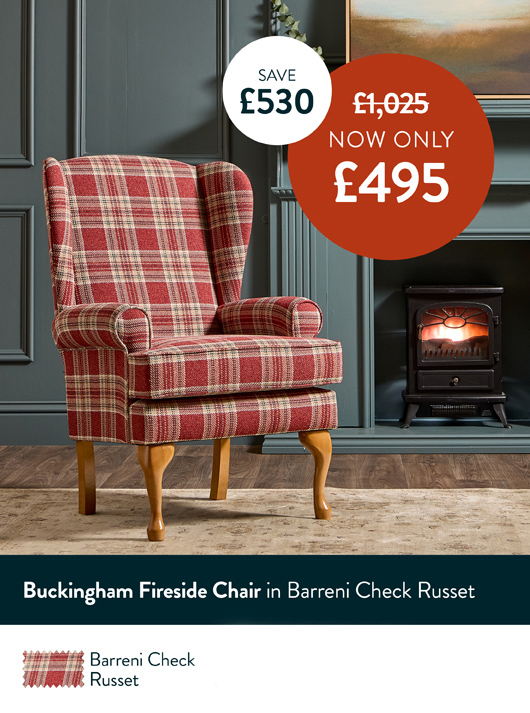  Buckingham Fireside Chair in Barreni Check Russet