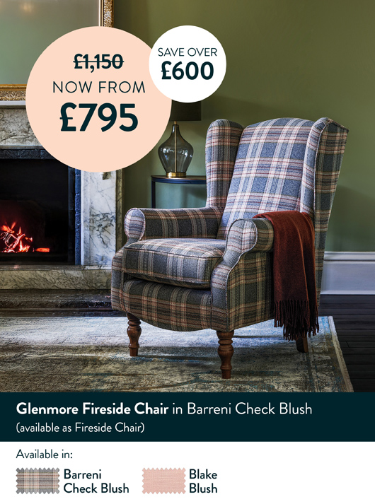 Glenmore Fireside Chair in Barreni Check Blush