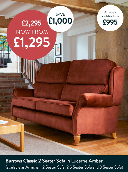 Burrows Classic 2 Seater Sofa In Lucerne Amber