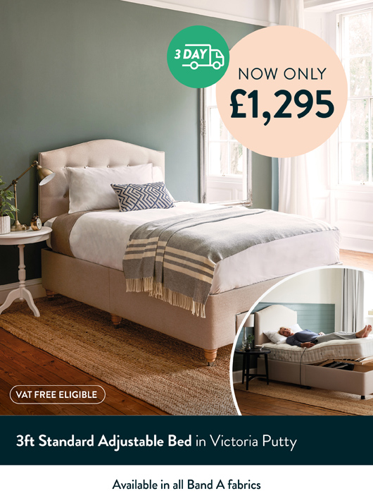 3ft Standard Adjustable Bed in Victoria Putty