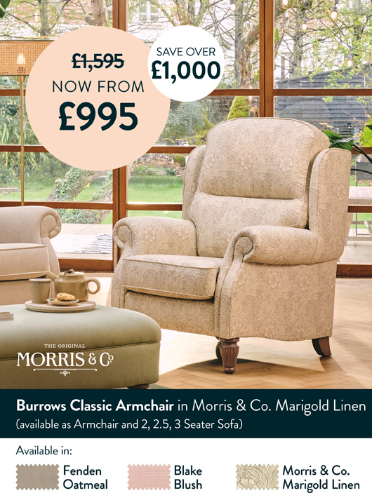 Burrows Classic Armchair In Morris & Co Marigold Linen