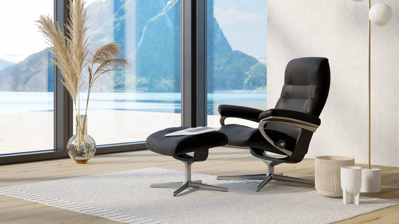 Stressless Opal Cross in Batick Black and Chrome