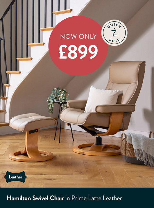 Hamilton Swivel Chair In Prime Latte Leather