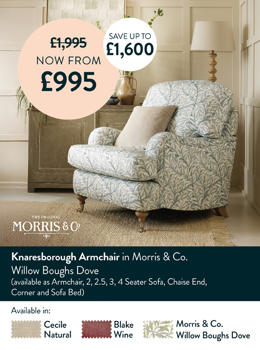 Knaresborough Armchair in Morris & Co Willow Boughs Dove