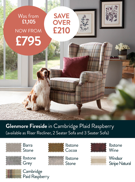 Glenmore Fireside Chair Cambridge Plaid Raspberry