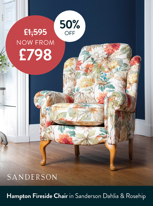 Hampton Fireside Chair In Sanderson Dahlia And Rosehip