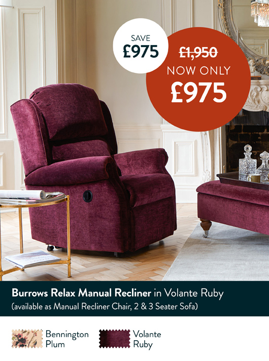 Burrows Relax Manual Recliner in Volante Ruby