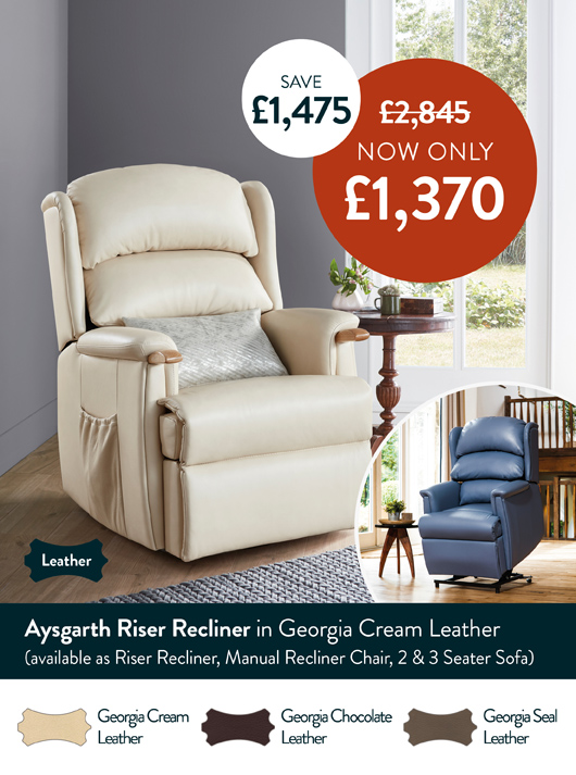 Aysgarth Riser Recliner in Georgia Cream Leather