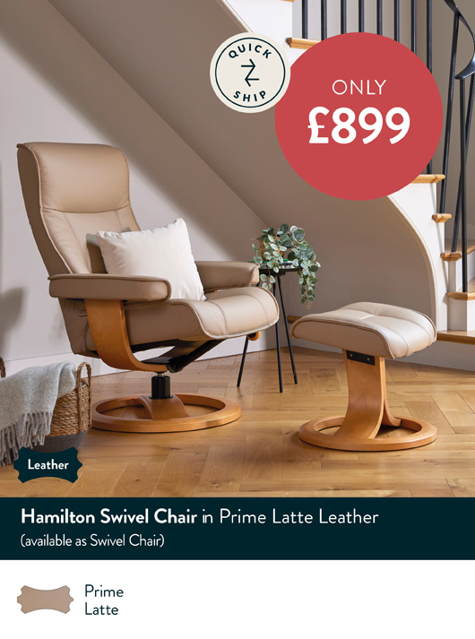 Hamilton Swivel Chair in Prime Latte Leather