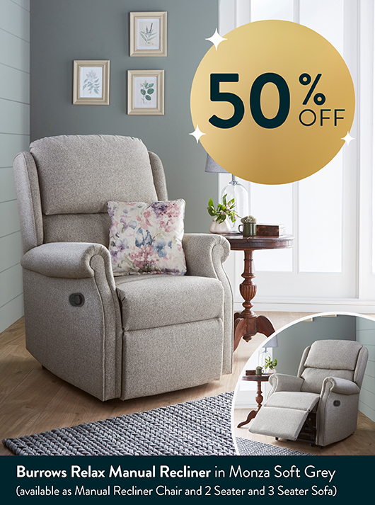 Burrows Relax Manual Recliner in Mionza Soft Grey