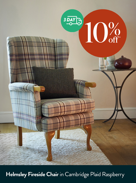 Helmsley Fireside Chair in Cambridge Plaid Raspberry