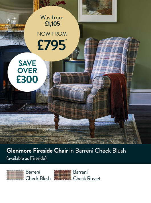 Glenmore Fireside Chair in Barreni Check Blush