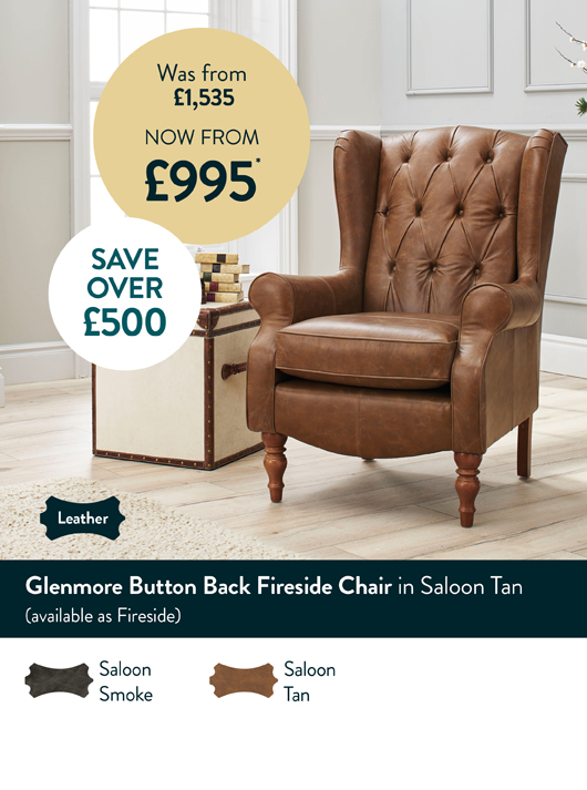 Glenmore Button Back Fireside Chair in Saloon Tan