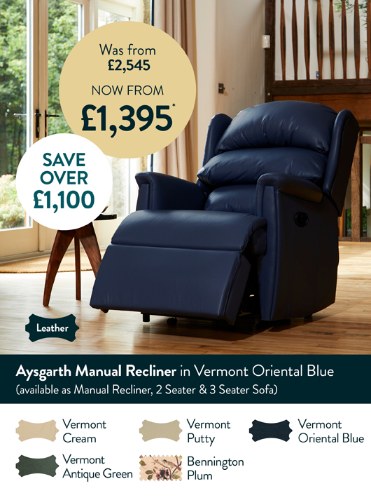 Aysgarth Manual Recliner in Vermont Oriental Blue