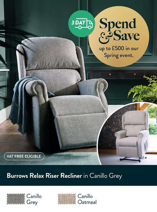 Burrows Relax Riser Recliner in Canillo Grey
