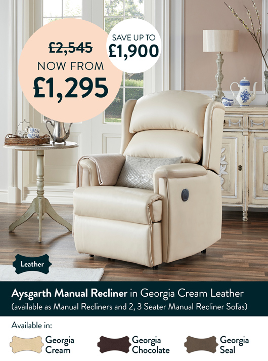 Aysgarth Manual Recliner in Georgia Cream Leather