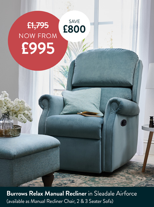 Burrows Relax Manual Recliner In Sleadale Airforce