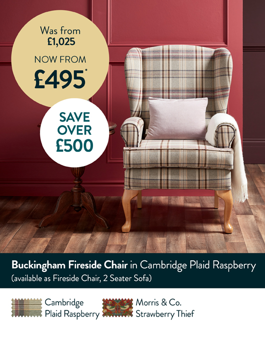 Buckingham Fireside Chair in Cambridge Plaid Raspberry